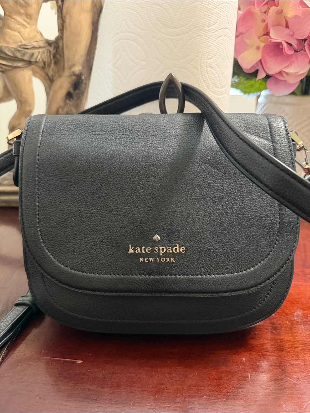 kate spade Black Pebbled Leather Crossbody Saddle Bag Open to Offers!